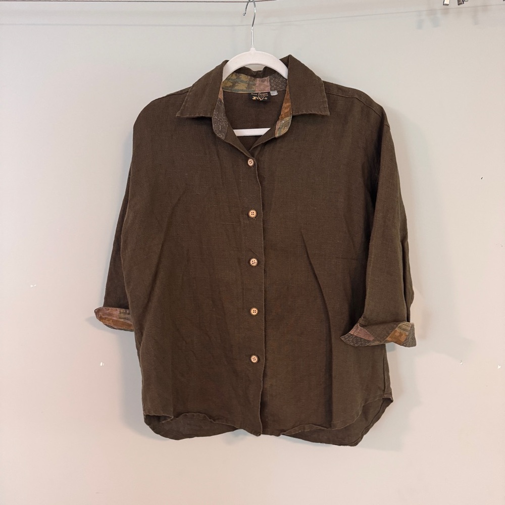 100% Linen Itzyu Designs Earthy M/L – Art Patch Collar